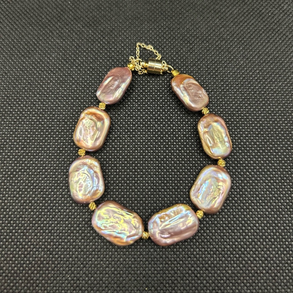 Elegant Pinky Brown Baroque Freshwater Pearl Bracelet